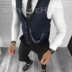 Vesta barbati eleganta slim fit bleumarin B8104 O4-3.3-Veste > Veste barbati elegante