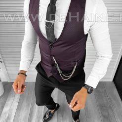 Vesta barbati eleganta slim fit grena B8161  O4-3.3-Veste > Veste barbati elegante
