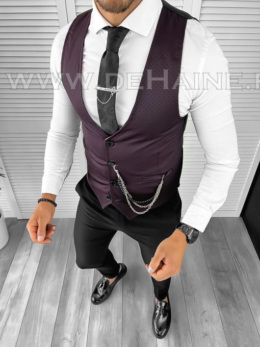 Vesta barbati eleganta slim fit grena B8161  O4-3.3-Veste > Veste barbati elegante