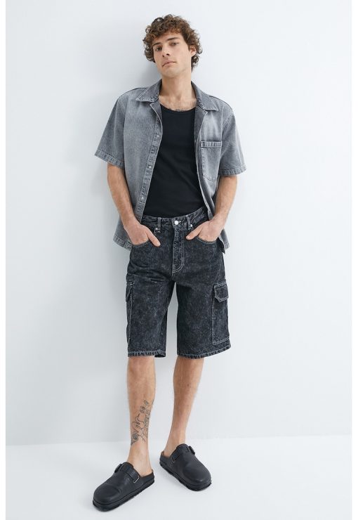 Bermude cargo de denim-BARBATI/IMBRACAMINTE/Blugi-IMBRACAMINTE/Blugi