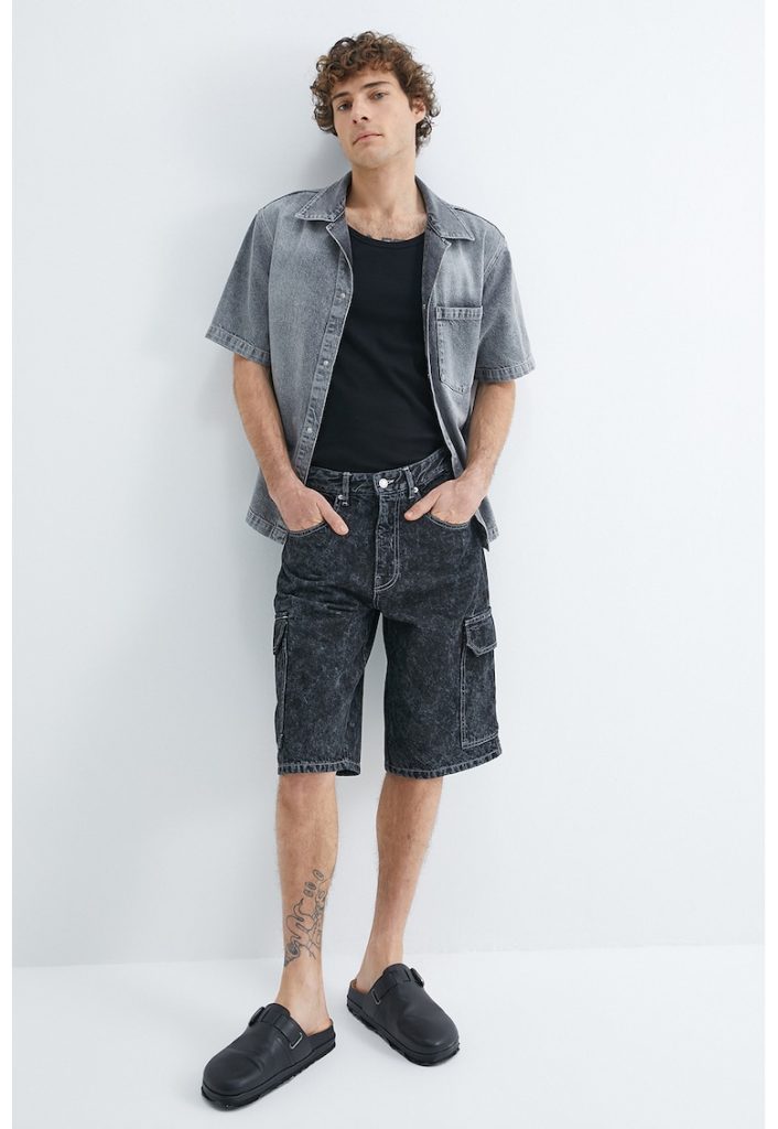 Bermude cargo de denim-BARBATI/IMBRACAMINTE/Blugi-IMBRACAMINTE/Blugi