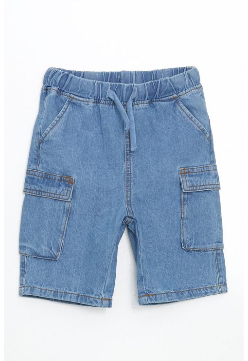 Bermude cargo din denim-BAIETI/IMBRACAMINTE/Sorturi-IMBRACAMINTE/Sorturi