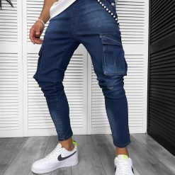 Blugi barbati conici albastri cargo 13335 O2-2.2-Blugi barbati