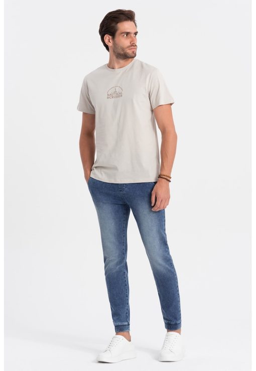 Blugi cu croiala conica si snururi de ajustare-BARBATI/IMBRACAMINTE/Pantaloni si colanti-IMBRACAMINTE/Pantaloni si colanti