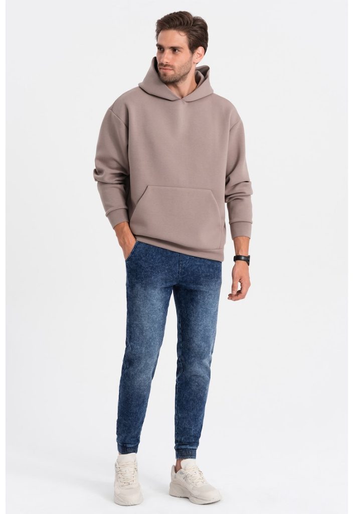 Blugi cu croiala conica si snururi de ajustare-BARBATI/IMBRACAMINTE/Pantaloni si colanti-IMBRACAMINTE/Pantaloni si colanti