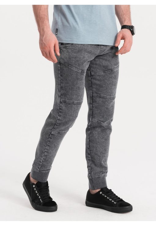 Blugi cu croiala conica si snururi de ajustare-BARBATI/IMBRACAMINTE/Pantaloni si colanti-IMBRACAMINTE/Pantaloni si colanti