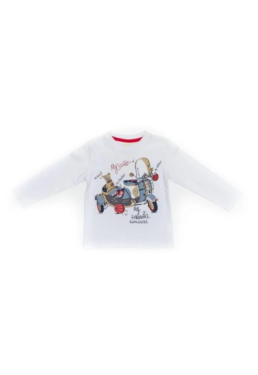 Bluza bebelusi - Wooloo Mooloo - din bumbac - alba - 23730 - 92 cm - Alb-BAIETI/IMBRACAMINTE/Bluze-IMBRACAMINTE/Bluze
