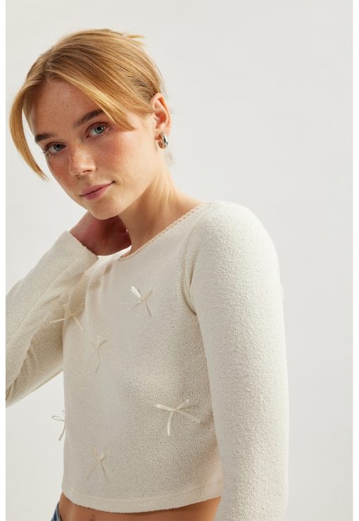 Bluza crop cu decolteu la baza gatului-FEMEI/IMBRACAMINTE/Bluze-IMBRACAMINTE/Bluze