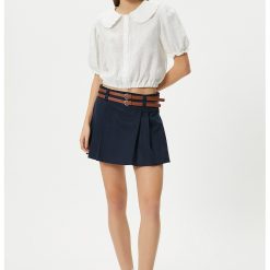 Bluza crop din amestec de bumbac cu margini elastice-FEMEI/IMBRACAMINTE/Bluze-IMBRACAMINTE/Bluze