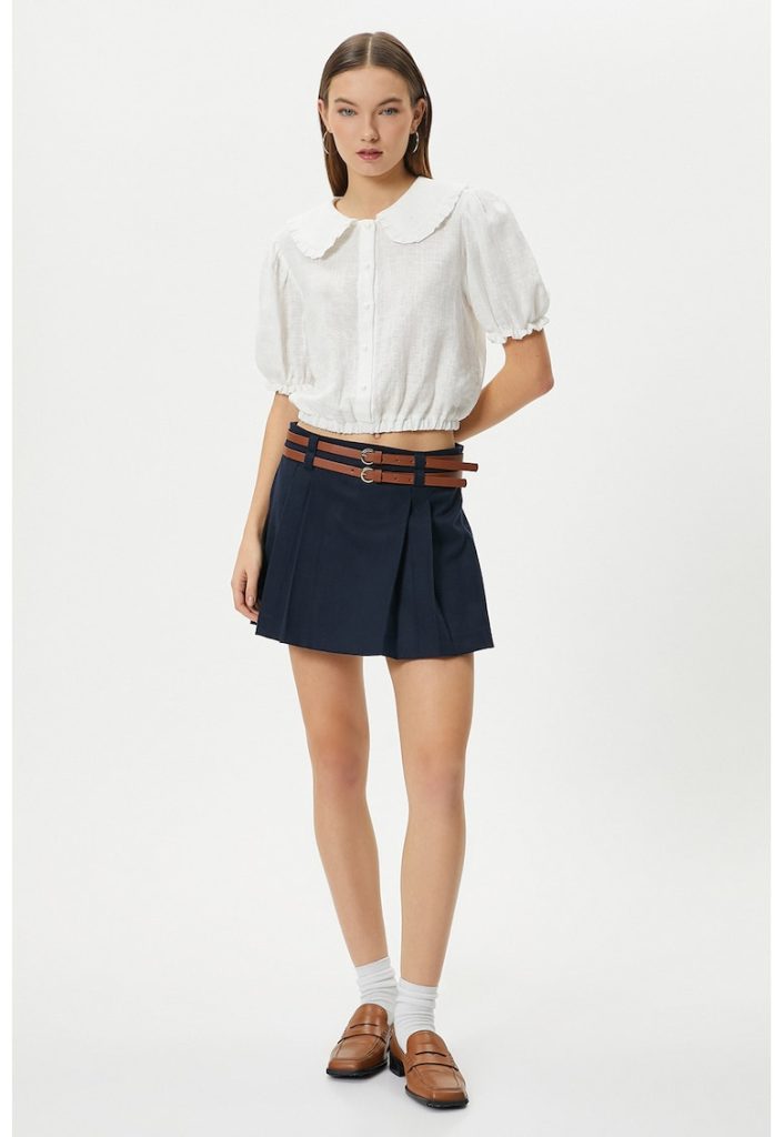 Bluza crop din amestec de bumbac cu margini elastice-FEMEI/IMBRACAMINTE/Bluze-IMBRACAMINTE/Bluze