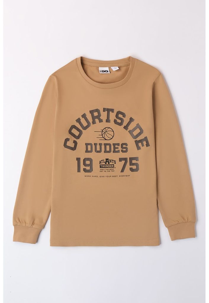 Bluza cu decolteu la baza gatului si imprimeu text-BAIETI/IMBRACAMINTE/Bluze-IMBRACAMINTE/Bluze