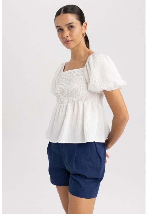 Bluza cu decolteu patrat si maneci bufante-FEMEI/IMBRACAMINTE/Bluze-IMBRACAMINTE/Bluze