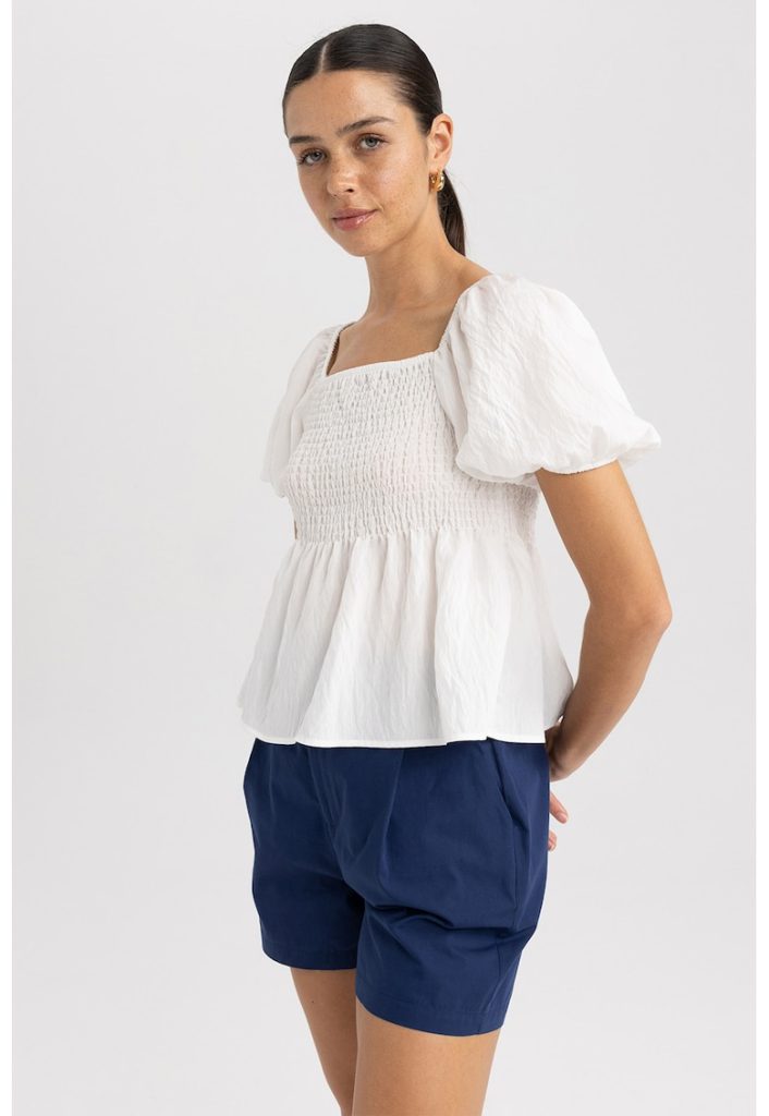 Bluza cu decolteu patrat si maneci bufante-FEMEI/IMBRACAMINTE/Bluze-IMBRACAMINTE/Bluze