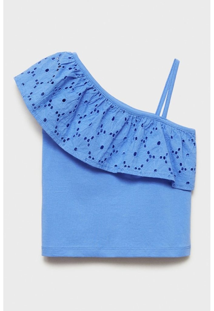 Bluza cu decolteu pe un umar si volane-FETE/IMBRACAMINTE/Bluze-IMBRACAMINTE/Bluze