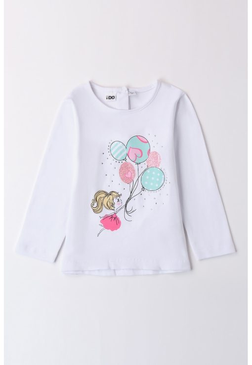 Bluza cu decolteu rotund si imprimeu grafic-FETE/IMBRACAMINTE/Bluze-IMBRACAMINTE/Bluze