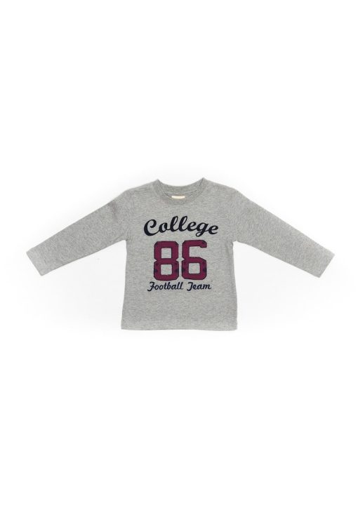 Bluza cu imprimeu - College - 54710 - Gri --BAIETI/IMBRACAMINTE/Bluze-IMBRACAMINTE/Bluze