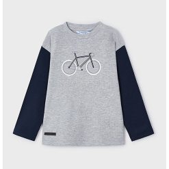 Bluza cu imprimeu grafic si maneci contrastante-BAIETI/IMBRACAMINTE/Bluze-IMBRACAMINTE/Bluze