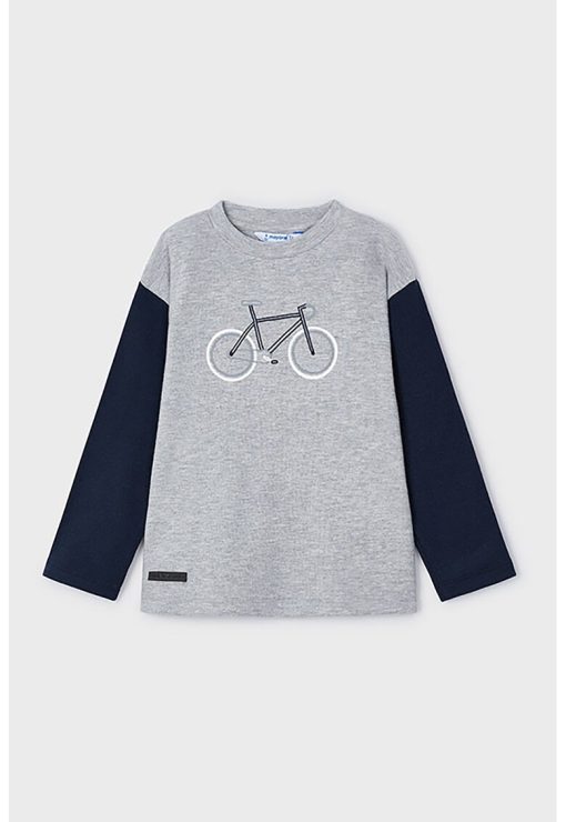 Bluza cu imprimeu grafic si maneci contrastante-BAIETI/IMBRACAMINTE/Bluze-IMBRACAMINTE/Bluze