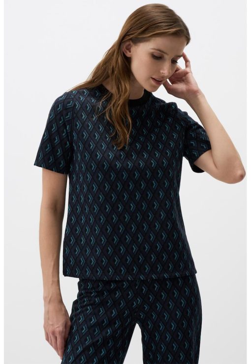 Bluza cu imprimeu grafic si maneci scurte-FEMEI/IMBRACAMINTE/Bluze-IMBRACAMINTE/Bluze