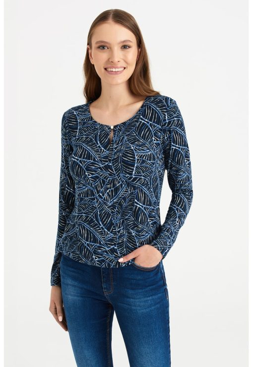 Bluza cu imprimeu si terminatie elastica-FEMEI/IMBRACAMINTE/Bluze-IMBRACAMINTE/Bluze