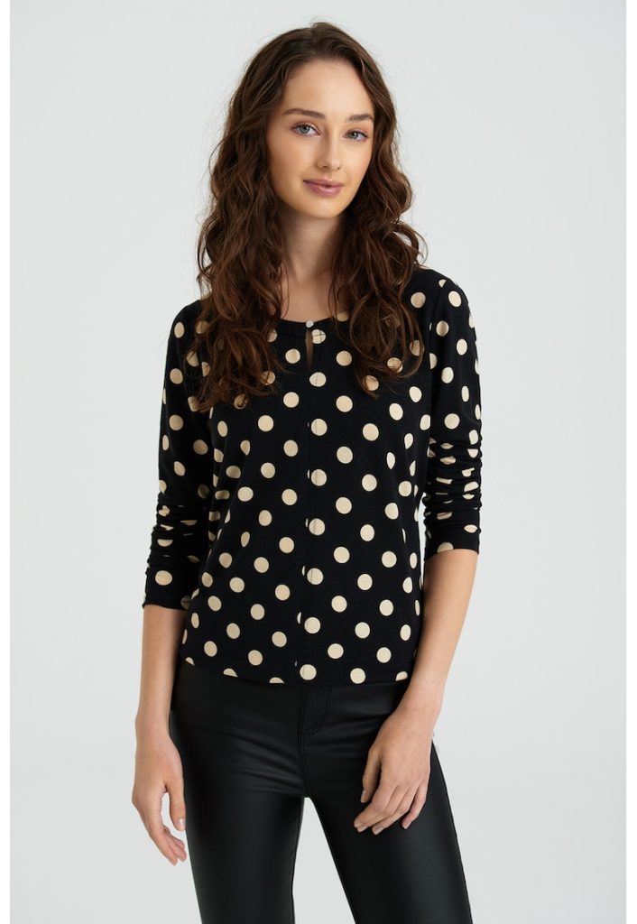 Bluza cu imprimeu si terminatie elastica-FEMEI/IMBRACAMINTE/Bluze-IMBRACAMINTE/Bluze