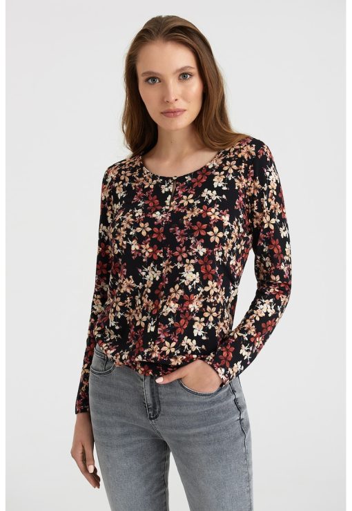 Bluza cu imprimeu si terminatie elastica-FEMEI/IMBRACAMINTE/Bluze-IMBRACAMINTE/Bluze