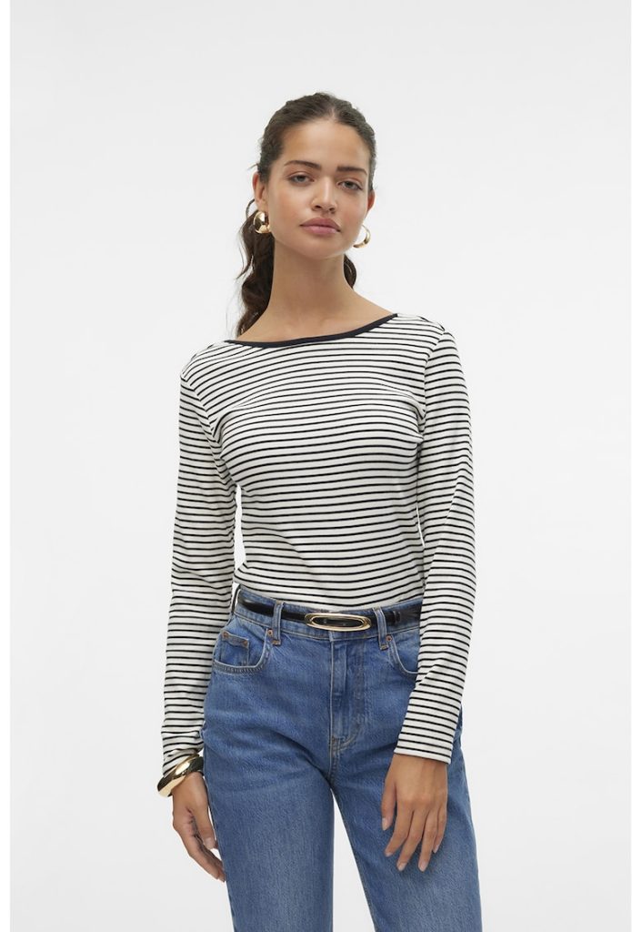 Bluza cu maneci lungi si model in dungi-FEMEI/IMBRACAMINTE/Bluze-IMBRACAMINTE/Bluze