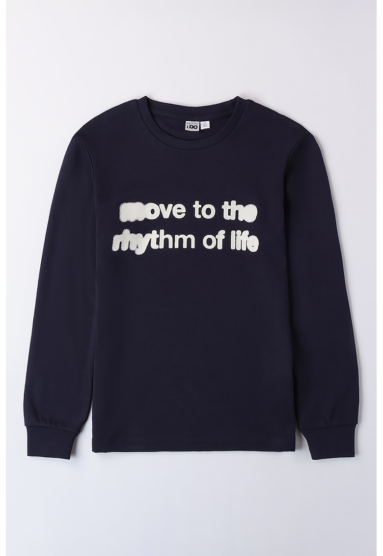 Bluza de bumbac cu text-BAIETI/IMBRACAMINTE/Bluze-IMBRACAMINTE/Bluze