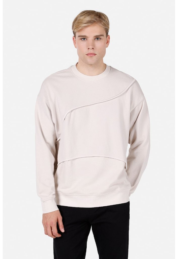 Bluza de trening cu decolteu la baza gatului si model uni-BARBATI/IMBRACAMINTE/Hanorace-IMBRACAMINTE/Hanorace