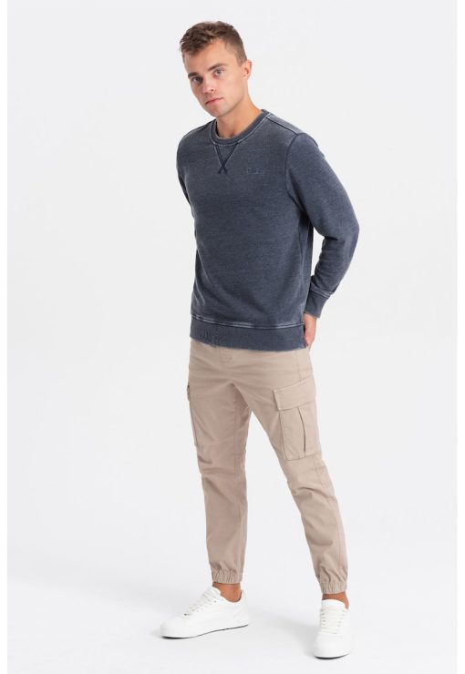 Bluza de trening cu decolteu la baza gatului si model uni-BARBATI/IMBRACAMINTE/Hanorace-IMBRACAMINTE/Hanorace