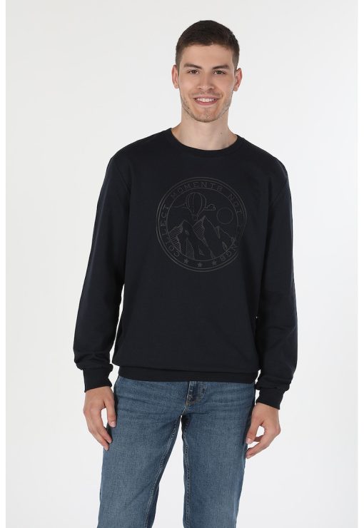 Bluza de trening cu imprimeu grafic - Bleumarin --BARBATI/IMBRACAMINTE/Bluze-IMBRACAMINTE/Bluze