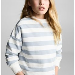 Bluza de trening cu model in dungi si maneci cazute-FETE/IMBRACAMINTE/Bluze-IMBRACAMINTE/Bluze