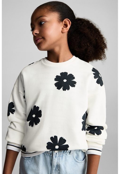 Bluza de trening din bumbac cu model floral-FETE/IMBRACAMINTE/Bluze-IMBRACAMINTE/Bluze