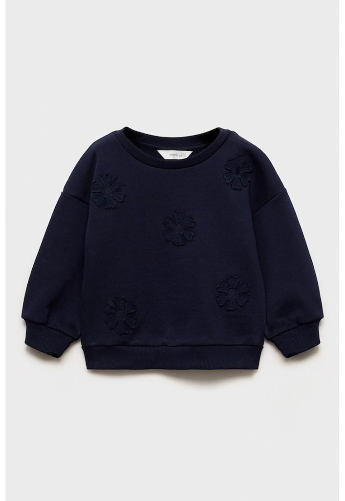 Bluza de trening tricotata cu detalii florale-FETE/IMBRACAMINTE/Bluze-IMBRACAMINTE/Bluze