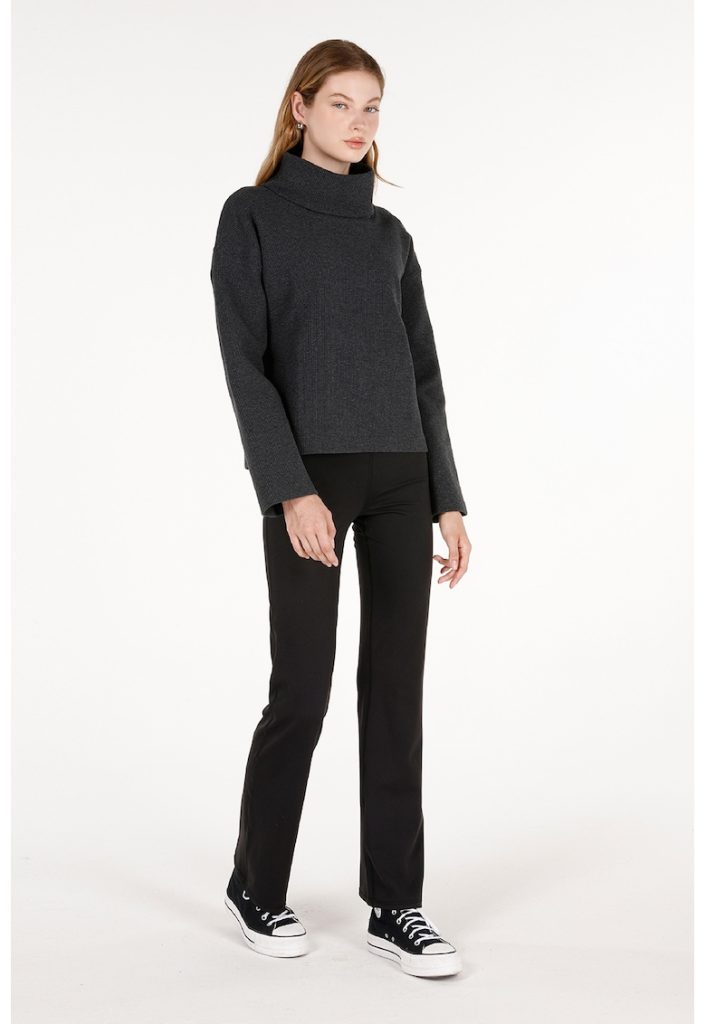 Bluza din amestec de bumbac cu guler inalt-FEMEI/IMBRACAMINTE/Bluze-IMBRACAMINTE/Bluze