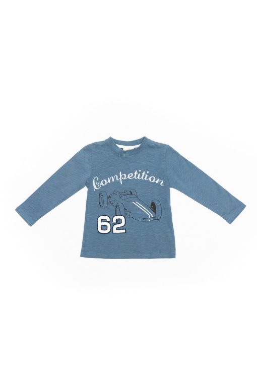 Bluza din bumbac - Wooloo Mooloo - Number 62 - 21720-1 - Albastru --BAIETI/IMBRACAMINTE/Bluze-IMBRACAMINTE/Bluze