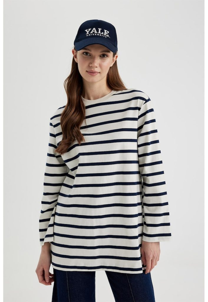 Bluza din bumbac cu model in dungi-FEMEI/IMBRACAMINTE/Bluze-IMBRACAMINTE/Bluze