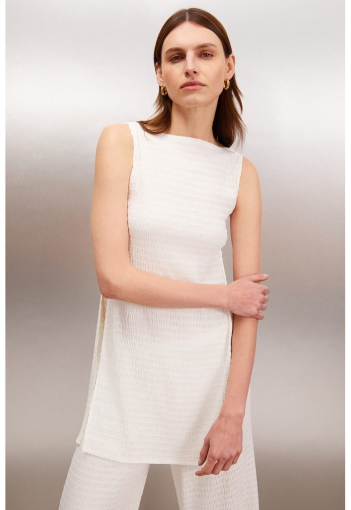Bluza fara maneci din bumbac organic si slituri laterale-FEMEI/IMBRACAMINTE/Bluze-IMBRACAMINTE/Bluze