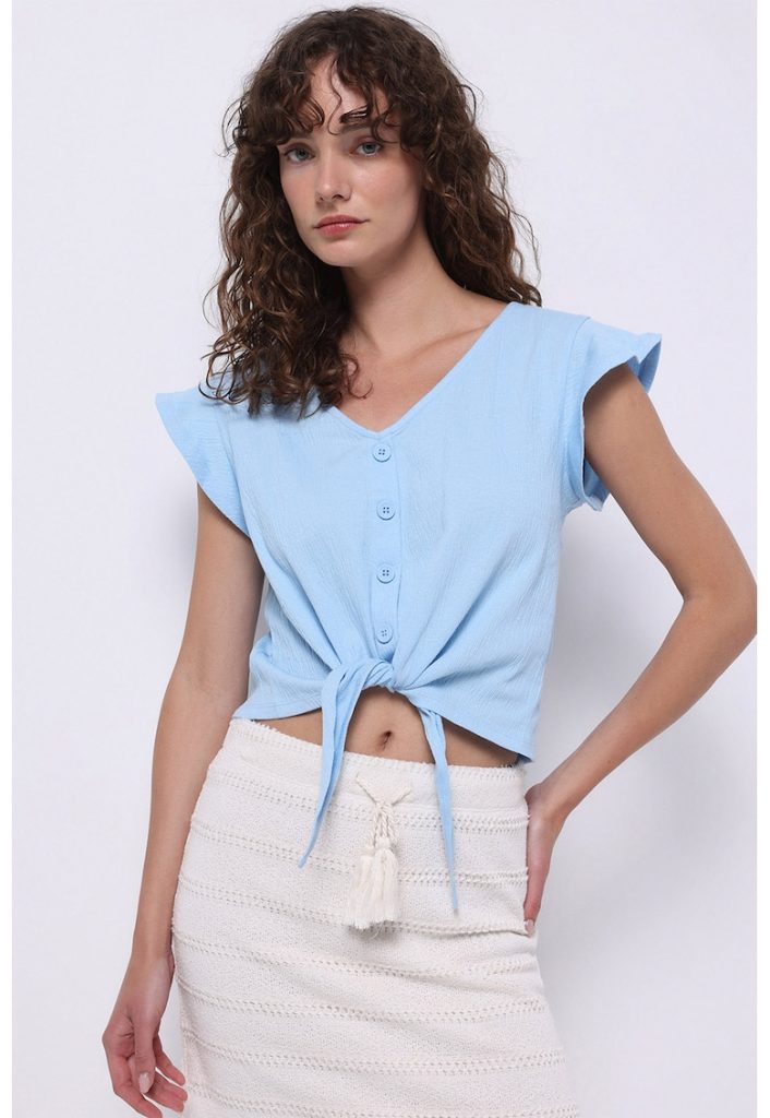 Bluza uni cu decolteu in V-FEMEI/IMBRACAMINTE/Bluze-IMBRACAMINTE/Bluze