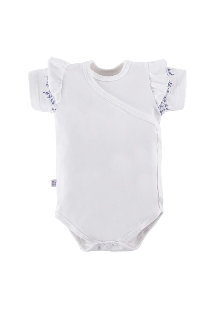 Body cu maneca scurta si volan floral -  - Botanic - Alb - pentru fetite-FETE/IMBRACAMINTE/Tricouri si maiouri-IMBRACAMINTE/Tricouri si maiouri