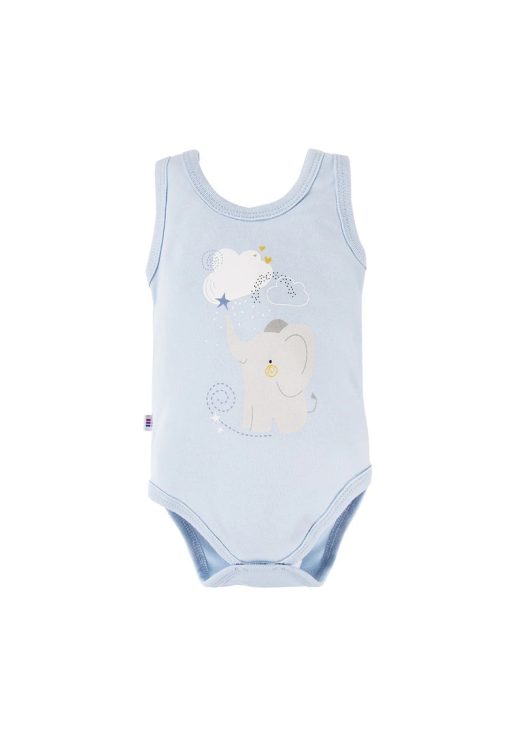 Body fara maneci cu model elefant -  - Mellow - Bleu - pentru baietei - Bleu-BAIETI/IMBRACAMINTE/Tricouri si maiouri-IMBRACAMINTE/Tricouri si maiouri