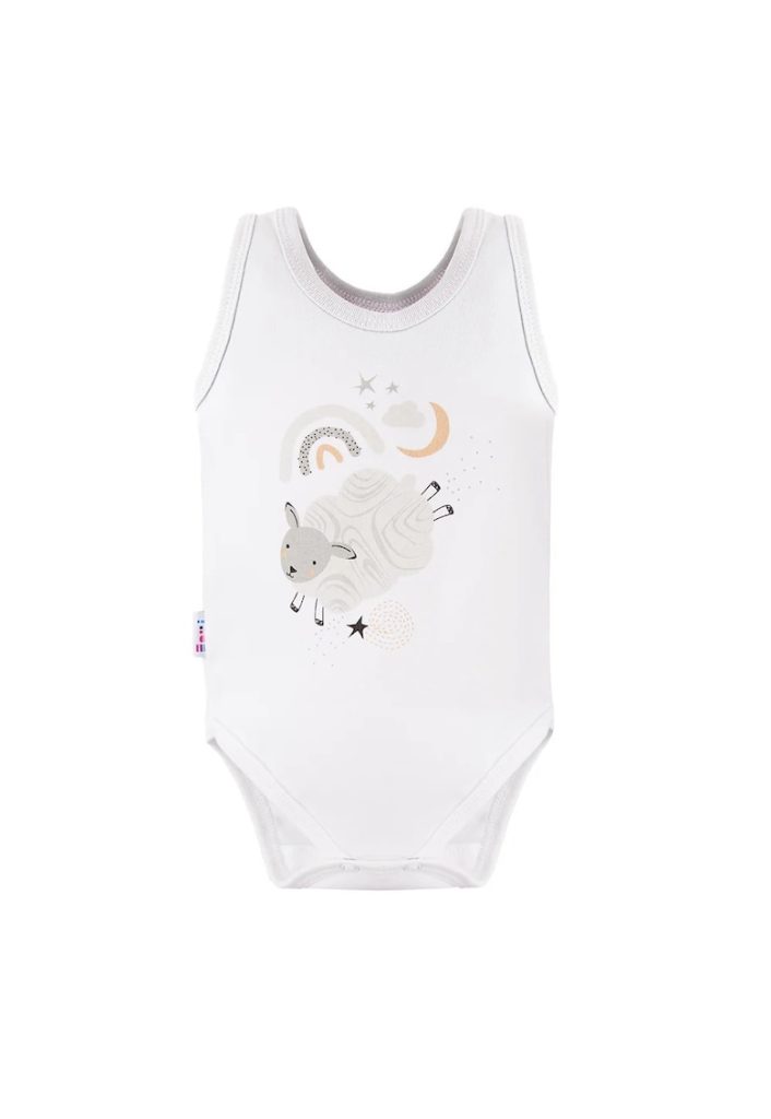 Body fara maneci cu model oita -  - Mellow - Alb - pentru baietei-BAIETI/IMBRACAMINTE/Tricouri si maiouri-IMBRACAMINTE/Tricouri si maiouri