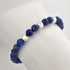 Bratara Intelepciune - Pietre Lapis Lazuli de 6 mm - Bilute din Argint 925 - Snur elastic-Personalizate >> Tip Bijuterie >> Bratari pietre semipretioase >> Noutati