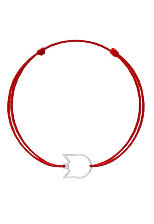 Bratara cu pandantiv Pisica din Argint 925 - snur rosu reglabil-FEMEI/GENTI SI ACCESORII/Bijuterii-GENTI SI ACCESORII/Bijuterii