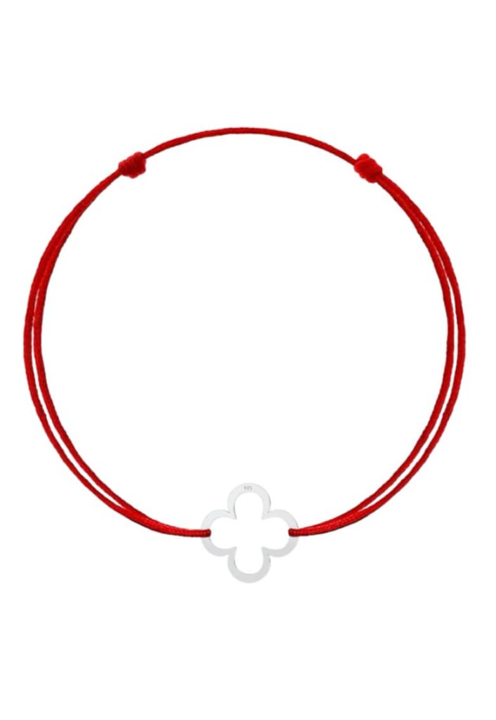 Bratara cu pandantiv Trifoi din Argint 925 - snur rosu reglabil-FEMEI/GENTI SI ACCESORII/Bijuterii-GENTI SI ACCESORII/Bijuterii