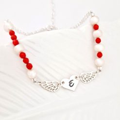 Bratara de picior – Inima cu initiala si aripi de inger – Argint 925 – Model lantisor