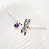 Bratara de picior – Libelula si picatura de ametist – Argint 925 – Model cu lantisor cu zale-Argint >> Bratari de Picior Argint >> Noutati