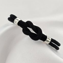Bratara model barbatesc - cu snur negru gros impletit - cilindrii cu gravura personalizata din Argint 925 - Inchizatoare inox-Toate >> Argint 925 >> Bratari Argint Barbati >> Noutati