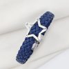 Bratara personalizata cu Charm stea si initiale gravate - Piele impletita albastra - Argint 925 - Inchizatoare clips din otel inoxidabil-Toate >> Argint 925 >> Bratari Argint Femei >> Noutati