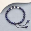 Bratara pietre semipretioase Lapis Lazuli de 8 mm - trei cilindrii din Argint 925 - Snur negru rezistent si reglabil-Personalizate >> Tip Bijuterie >> Bratari pietre semipretioase >> Noutati